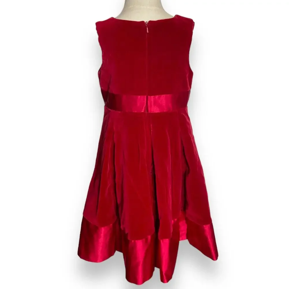 Gymboree Girls Dress Size‎ 6 Red Velveteen Pleated Classic Holiday Christmas
